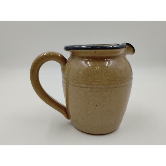 MAHON POTTERY Mini 4" Pitcher Handle Floral Design salt glaze Vintage - Picture 4 of 11